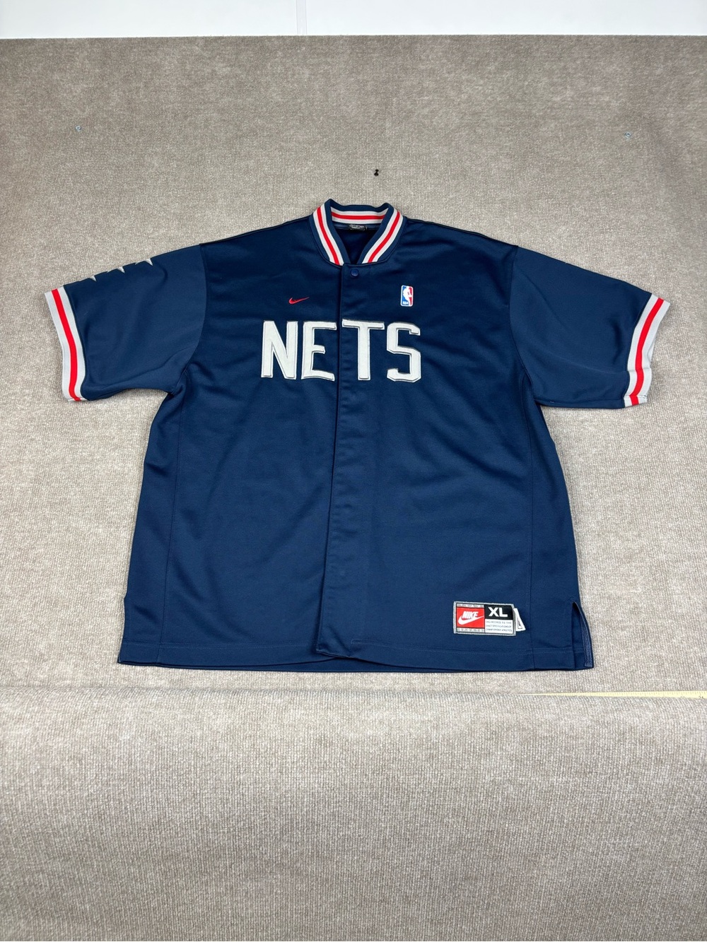 Nike New Jersey Nets Vintage Rewind NBA Throwback Blue Warm-Up Jacket Mens XL